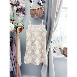 Picking Daisies Crochet Knit Overlay Heirloom Blooms Dress 6